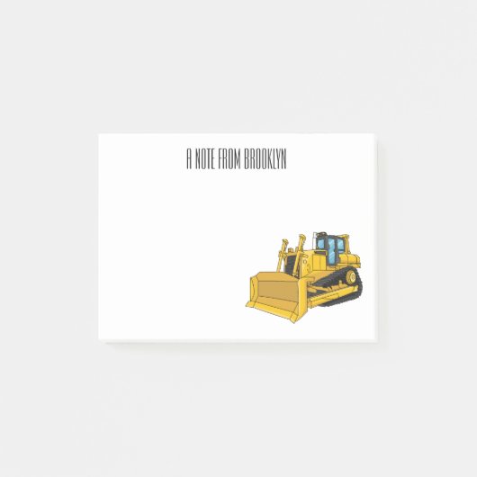 Abbildung des Bulldozer-Cartoon Post-it Klebezettel (Vorderseite)