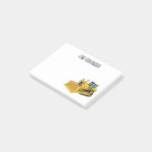 Abbildung des Bulldozer-Cartoon Post-it Klebezettel (angewinkelt)