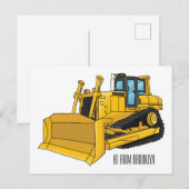 Abbildung des Bulldozer-Cartoon Postkarte (Vorne/Hinten)