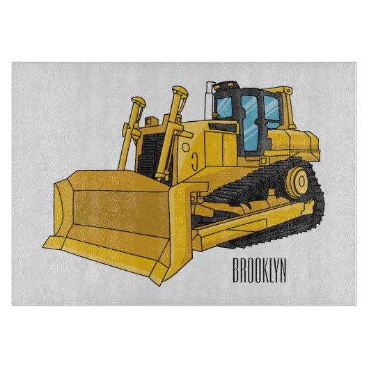 Abbildung des Bulldozer-Cartoon Schneidebrett (Vorderseite)