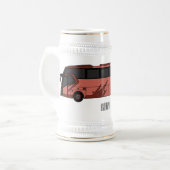 Abbildung des Bus-Cartoon Bierglas (Vorderseite Links)