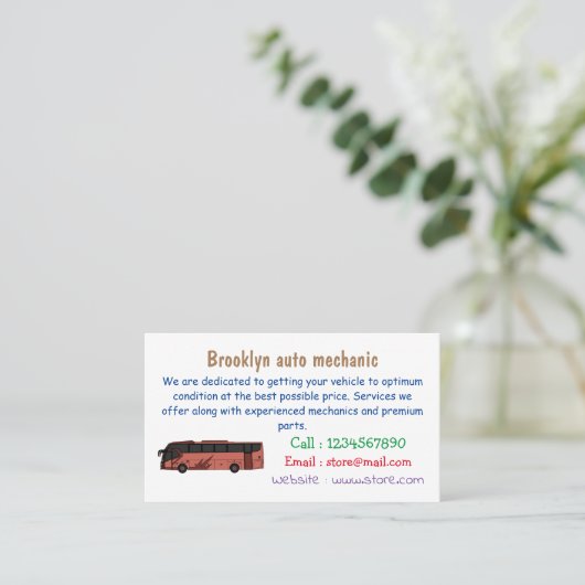 Abbildung des Bus-Cartoon Visitenkarte (Stehend Vorderseite)