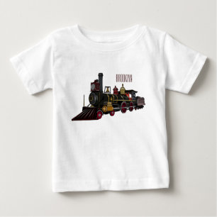 Abbildung des Cartoon der Dampflokomotive Baby T-shirt
