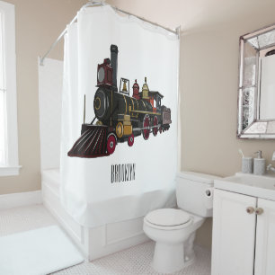 Abbildung des Cartoon der Dampflokomotive Duschvorhang