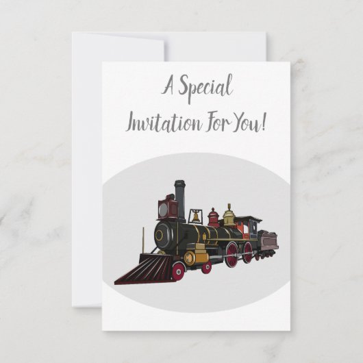 Abbildung des Cartoon der Dampflokomotive Einladung (Rückseite)