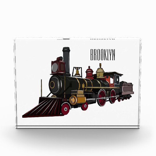Abbildung des Cartoon der Dampflokomotive Fotoblock (Vorderseite)