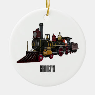Abbildung des Cartoon der Dampflokomotive Keramik Ornament