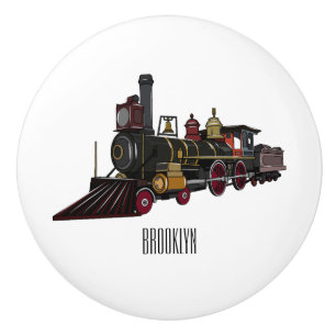 Abbildung des Cartoon der Dampflokomotive Keramikknauf