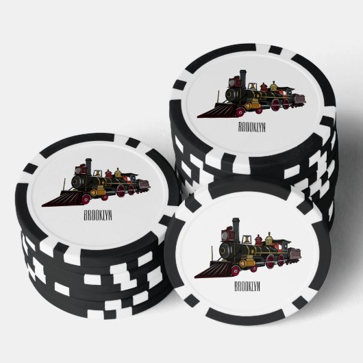 Abbildung des Cartoon der Dampflokomotive Pokerchips (Stapel)
