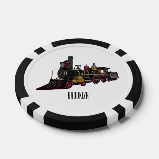 Abbildung des Cartoon der Dampflokomotive Pokerchips (Einzeln)
