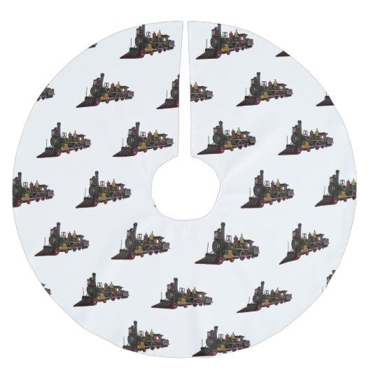 Abbildung des Cartoon der Dampflokomotive Polyester Weihnachtsbaumdecke (Vorderseite)