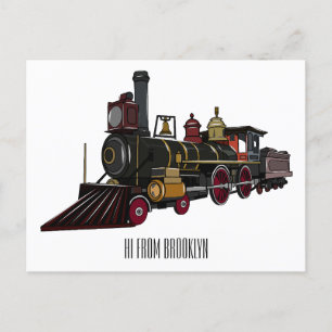 Abbildung des Cartoon der Dampflokomotive Postkarte