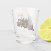 Abbildung des Cartoon der Dampflokomotive Schnapsglas (Rückseite)