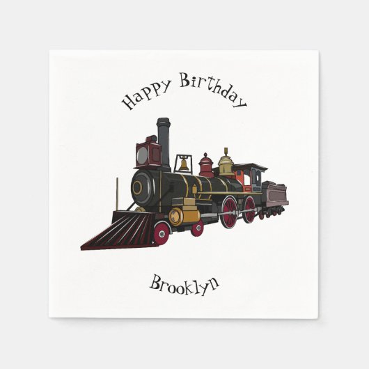 Abbildung des Cartoon der Dampflokomotive Serviette (Vorderseite)