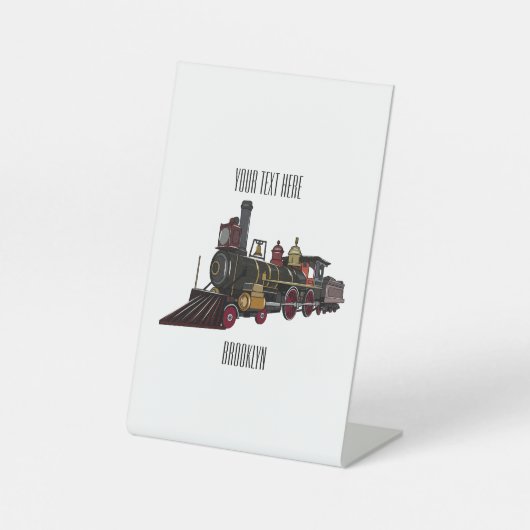 Abbildung des Cartoon der Dampflokomotive Sockelschild (Vorderseite)