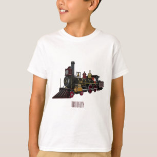 Abbildung des Cartoon der Dampflokomotive T-Shirt