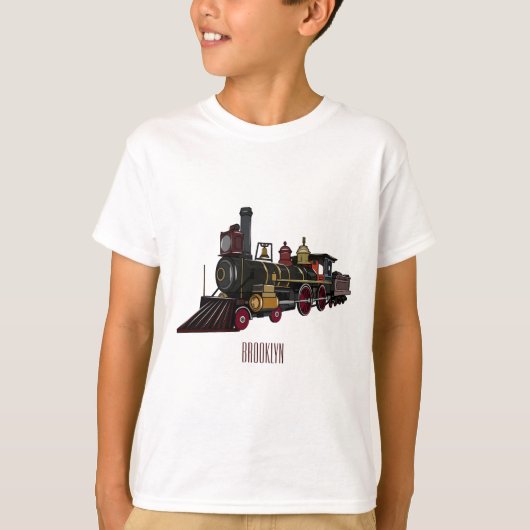 Abbildung des Cartoon der Dampflokomotive T-Shirt (Vorderseite)