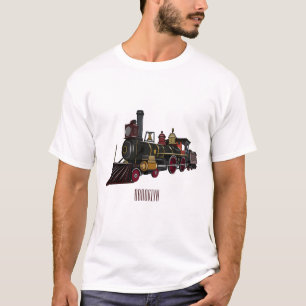Abbildung des Cartoon der Dampflokomotive T-Shirt