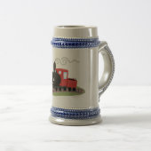 Abbildung des Cartoon der niedlichen Dampfzuglokom Bierglas (VorderseiteRechts)