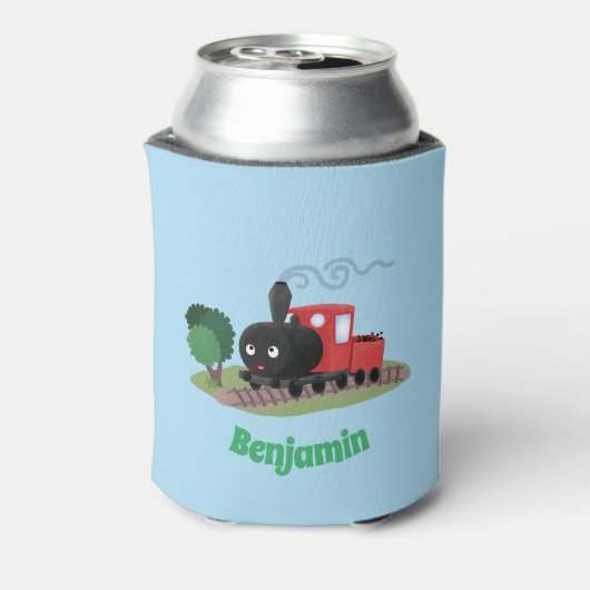 Abbildung des Cartoon der niedlichen Dampfzuglokom Dosenkühler (Kanne Rückseite)