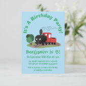 Abbildung des Cartoon der niedlichen Dampfzuglokom Einladung (Stehend Vorderseite)