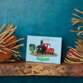 Abbildung des Cartoon der niedlichen Dampfzuglokom Fotoplatte (Seite)