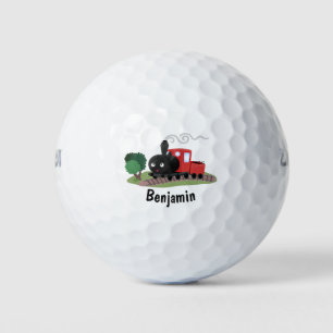 Abbildung des Cartoon der niedlichen Dampfzuglokom Golfball