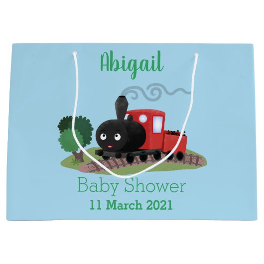 Abbildung des Cartoon der niedlichen Dampfzuglokom Große Geschenktüte (Vorderseite)