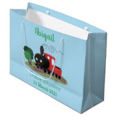 Abbildung des Cartoon der niedlichen Dampfzuglokom Große Geschenktüte (Vorderseite Schrägansicht)