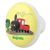 Abbildung des Cartoon der niedlichen Dampfzuglokom Keramikknauf (Rechts)