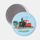 Abbildung des Cartoon der niedlichen Dampfzuglokom Magnet (Vorderseite/Rückseite)