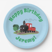 Abbildung des Cartoon der niedlichen Dampfzuglokom Pappteller (Vorderseite)