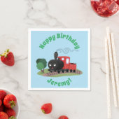 Abbildung des Cartoon der niedlichen Dampfzuglokom Serviette (Beispiel)