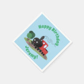 Abbildung des Cartoon der niedlichen Dampfzuglokom Serviette (Ecke)