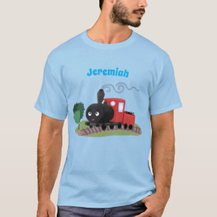 Abbildung des Cartoon der niedlichen Dampfzuglokom T-Shirt
