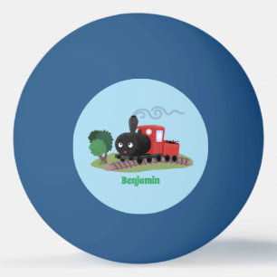 Abbildung des Cartoon der niedlichen Dampfzuglokom Tischtennisball