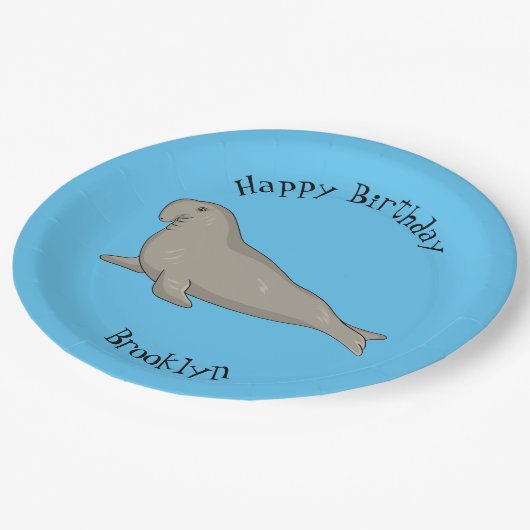 Abbildung des Cartoon eines Elephant-Siegels Pappteller (Schrägansicht)