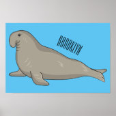 Abbildung des Cartoon eines Elephant-Siegels Poster (Vorne)