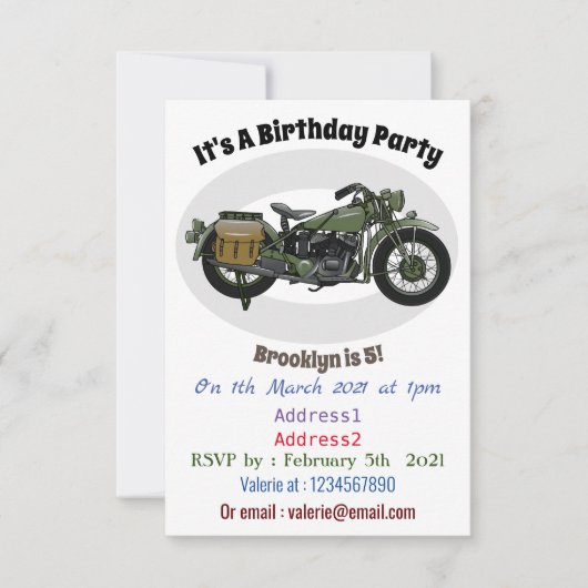 Abbildung des Cartoon eines Militärkreuzers Einladung (Vorderseite)