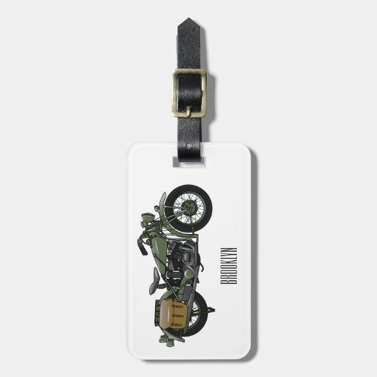 Abbildung des Cartoon eines Militärkreuzers Gepäckanhänger (Vorderseite vertikal)