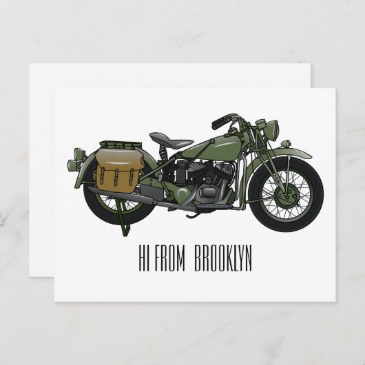 Abbildung des Cartoon eines Militärkreuzers Postkarte (Vorne/Hinten)