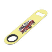 Abbildung des Cartoon eines Motors Speed Flaschenöffner (Vorderseite Schrägansicht)