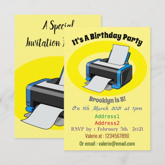 Abbildung des Cartoon Einladung (Vorne/Hinten)