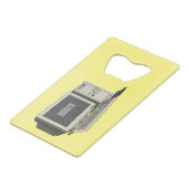 Abbildung des Cartoon Geldbeutel Flaschenöffner (Vorderseite Schrägansicht)