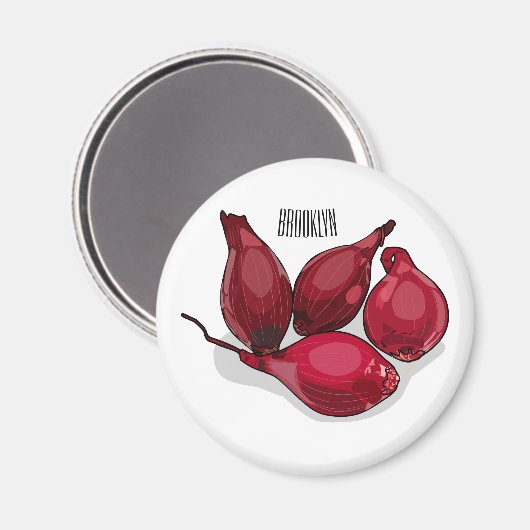 Abbildung des Cartoon Shallot Magnet (Vorderseite/Rückseite)