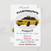 Abbildung des Cartoon Taxi Einladung (Vorne/Hinten)