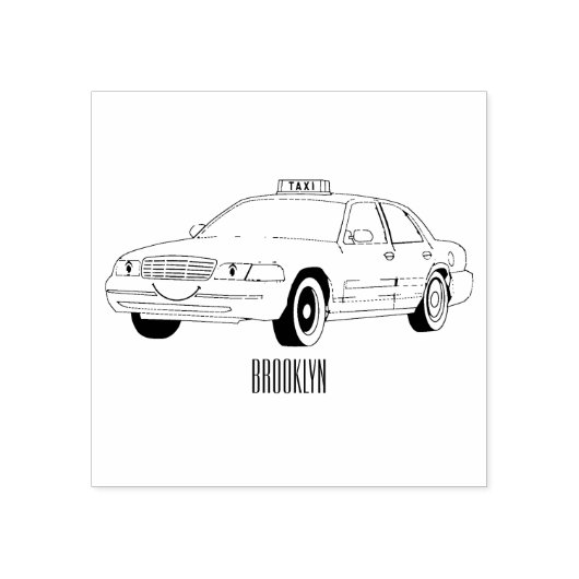 Abbildung des Cartoon Taxi Gummistempel (Prägung)