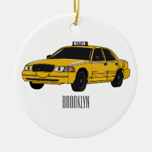 Abbildung des Cartoon Taxi Keramik Ornament