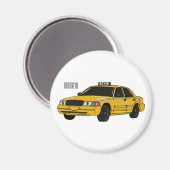 Abbildung des Cartoon Taxi Magnet (Vorderseite/Rückseite)