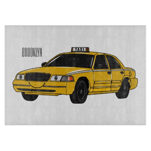 Abbildung des Cartoon Taxi Schneidebrett (Vorderseite)